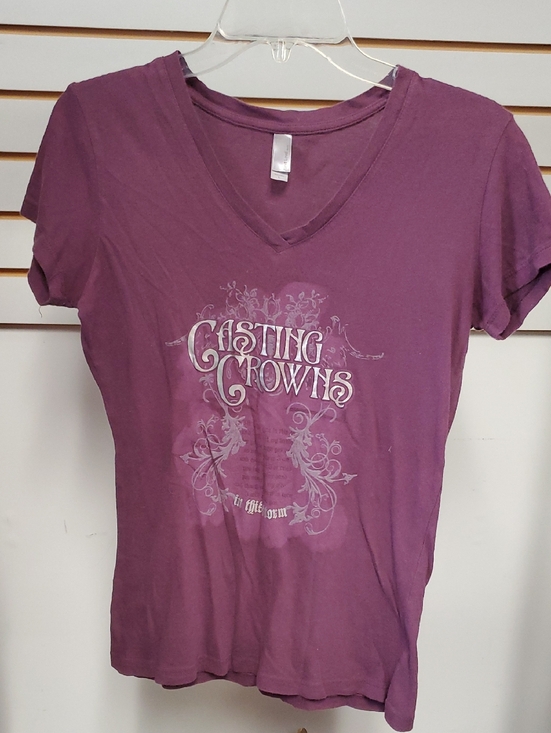 Next Level Apparel Tops - Casting Crowns Next Level Apparel Plum V-Neck Graphic Tee